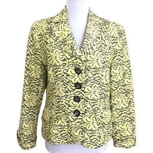 Juliana Collezione Floral Lace Grandma Blazer 6 Butter Yellow Jacket